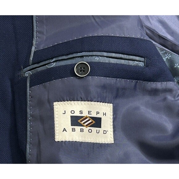 Joe Joseph Abboud Navy 100% Wool 2 Button Blazer Sport Coat Jacket Mens 50R Slim - Picture 14 of 16